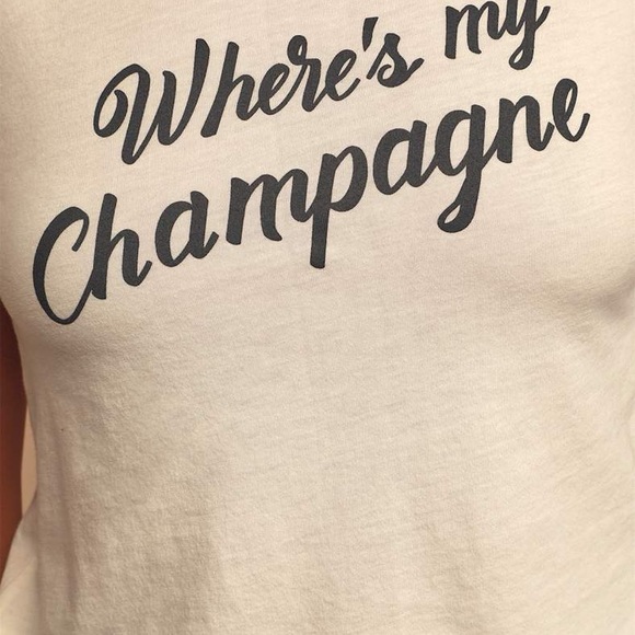 NWT Amuse Society Off White “Where’s my Champagne” Graphic Tee.  Size Small - Picture 4 of 7